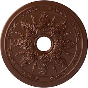 1-1/2 in. x 23-5/8 in. x 23-5/8 in. Polyurethane Rose and Ribbon Ceiling Medallion, Copper Penny