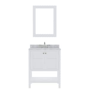 Winterfell 30 in. W x 22 in. D x 36 in. H Single Sink Bath Vanity in White with Marble Top and Mirror