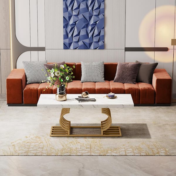 BYBLIGHT Kerlin 47 in. Gold Rectangle Wood Coffee Table with BYBLIGHT Kerlin 47 in. Gold Rectangle Wood Coffee Table with