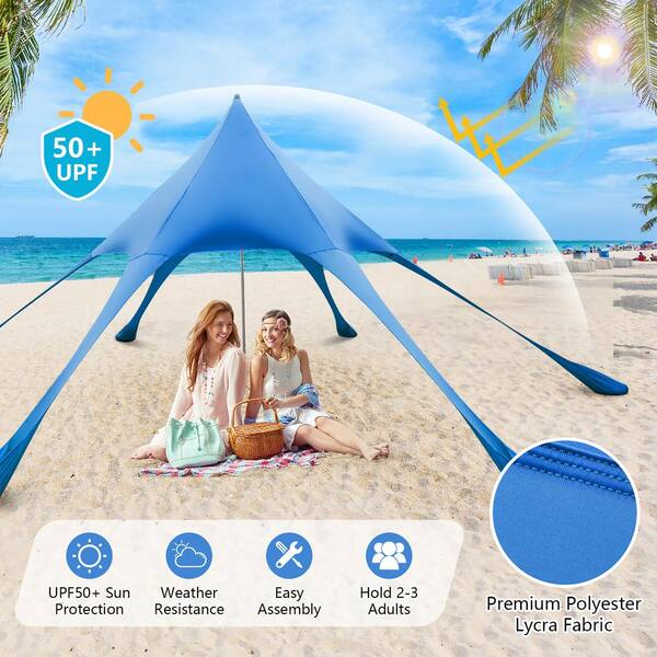  ADesign Windproof Beach Tent Sun Shelter with 8 Sandbags, Wind  Resistant Large Family Beach Canopy with Sand Shovel, UPF50+, 6.5 FT Tall,  Easy Setup Sun Shade for Beach Vacation : Sports