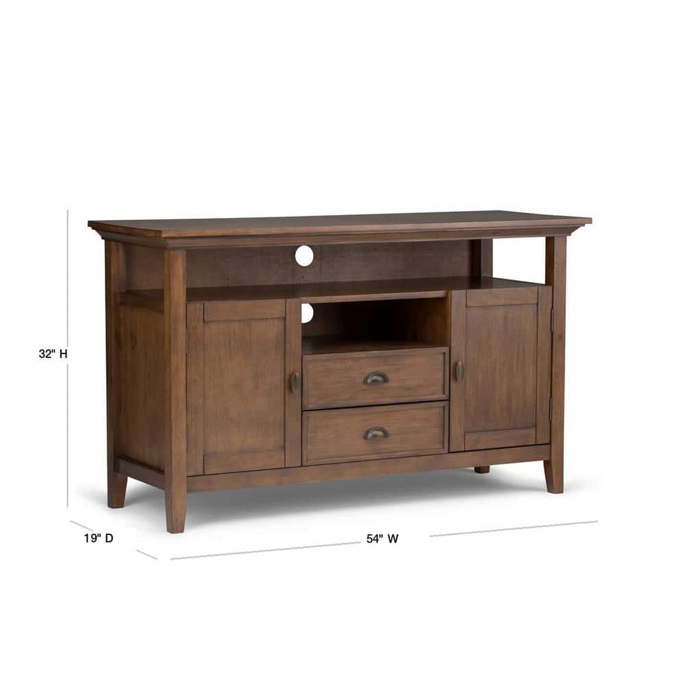 Rustic Natural Aged Brown Pine Wood 54" TV Cabinet