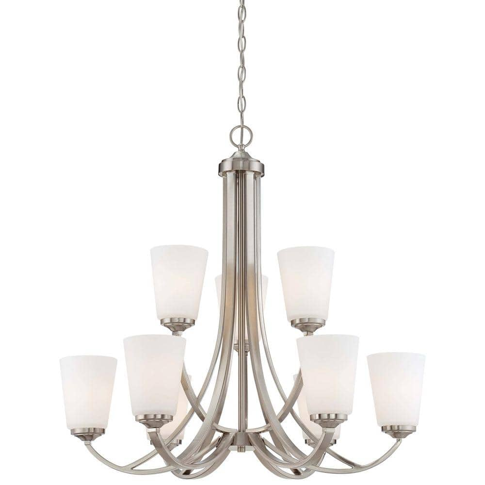 Minka Lavery Overland Park 9-Light Brushed Nickel Chandelier for Dining ...