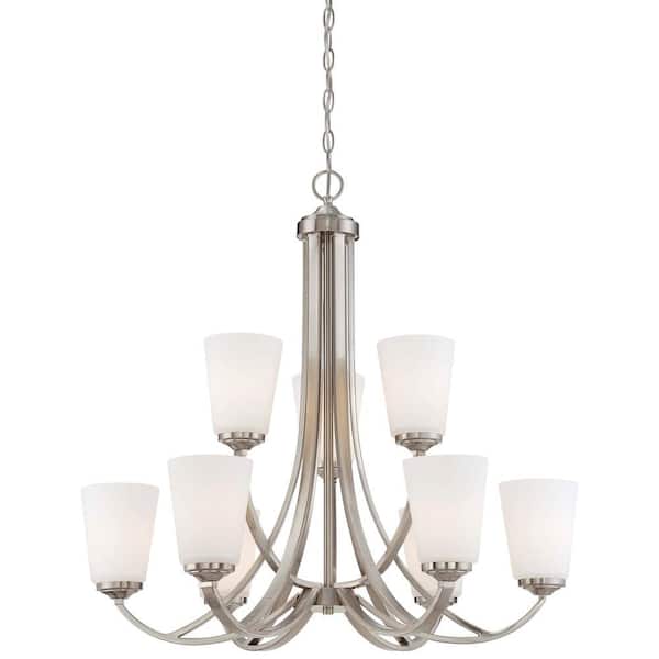Overland Park 9-Light Brushed Nickel Chandelier for Dining Room