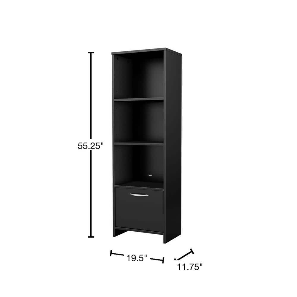Contemporary Black Laminate Adjustable Media Tower