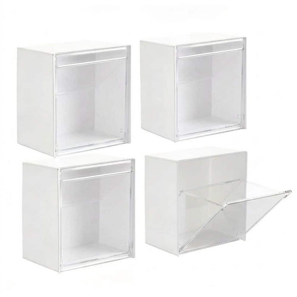 4-Piece Wall-Mounted Plastic Cotton Swab Holder Organizer Set with Flip-Top Lids 3.3 x 3.3 x 1.8 in Each price history on PriceWatchPro
