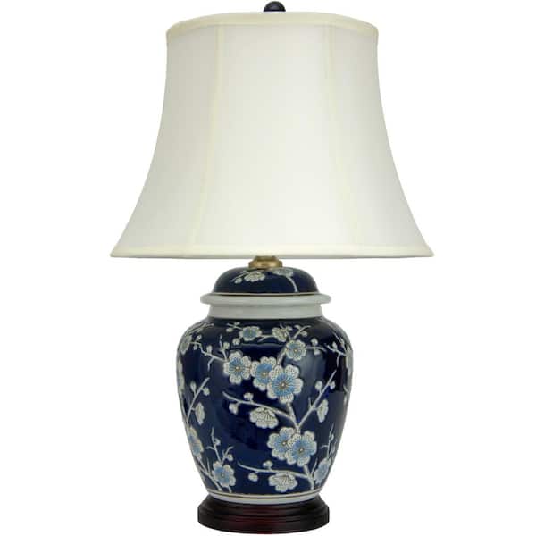 22.5 in. H Blue Cherry Blossom Table Lamp