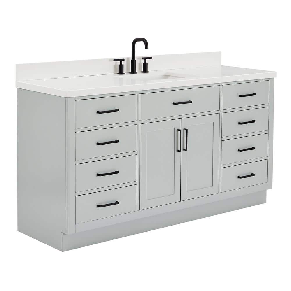 Hepburn 67" Gray Freestanding Single Vanity with Quartz Top