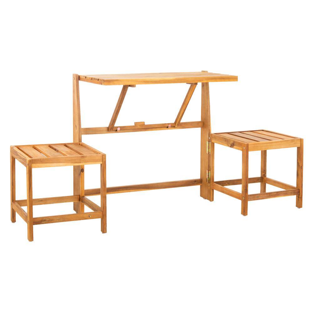 Natural Brown Acacia Wood Transformer Outdoor Bench/Table