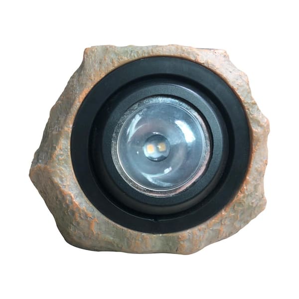 Deck Impressions 30-Lumens Solar Hand-Painted Integrated LED Sandstone Rock Spotlight with White/Warm White Light Option