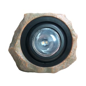 50 Lumens Brown Solar Powered Integrated LED Faux Rock Exterior Lighting 1-Pack