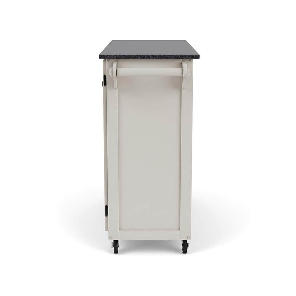 Off-White Granite Top Kitchen Cart with Storage