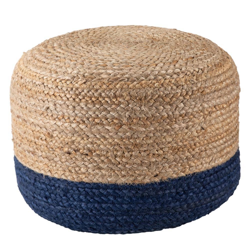 Jalissa Ombre Blue/ Beige Cylinder Pouf