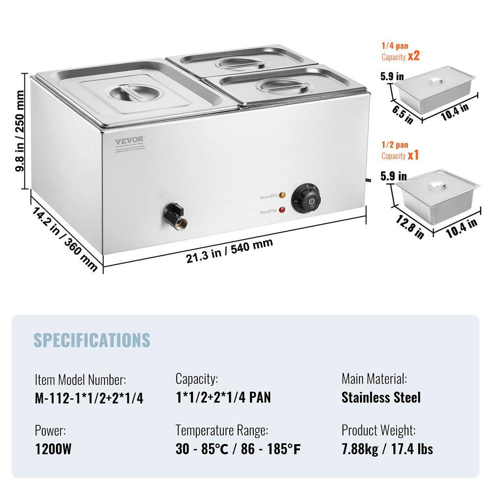 Professional Stainless Steel 3-Pan Electric Food Warmer