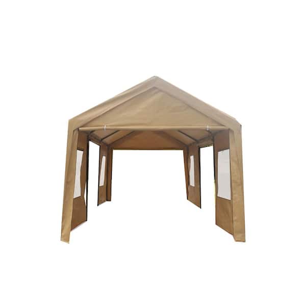 JimsMaison 12 ft. W x 20 ft. D x 9.83 ft. H Sand Roof Iron Carport