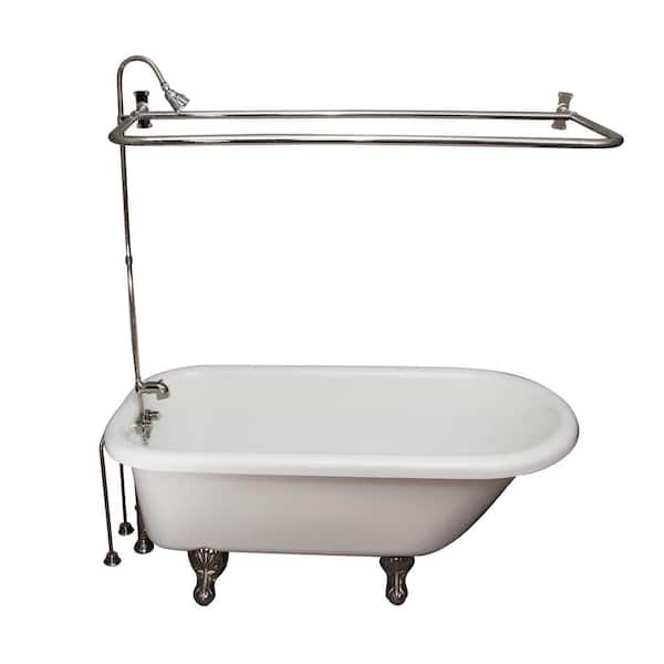 5.6 ft. Acrylic Ball and Claw Feet Roll Top Tub in White with Polished Chrome Accessories