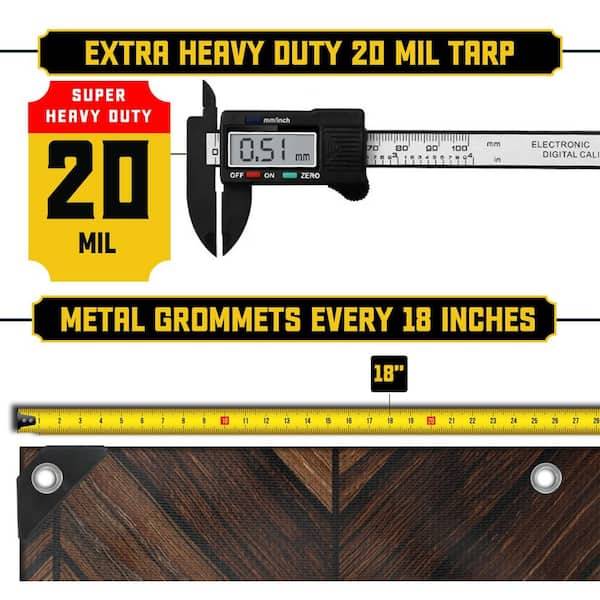 CORE TARPS 20 ft. X 20 ft., Brown Wood/Black, Extreme Heavy Duty