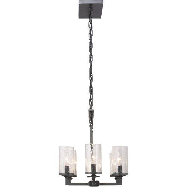 Gresham Graphite 8-Light Taper Candle Chandelier with Seeded Glass Shades