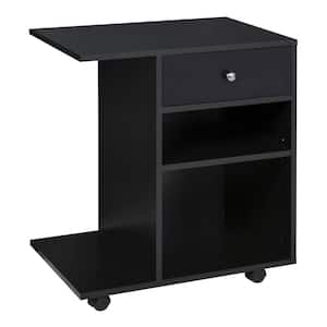 Black Rolling File Cabinet Cart with Wheels, Adjustable Shelf, Drawer and CPU Stand
