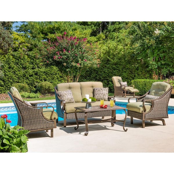 Hanover Ventura 4 Piece Patio Conversation Set With Vintage Meadow Cushions Ventura4pc The Home Depot Hanover Ventura 4 Piece Patio, Patio Furniture Ventura Ca
