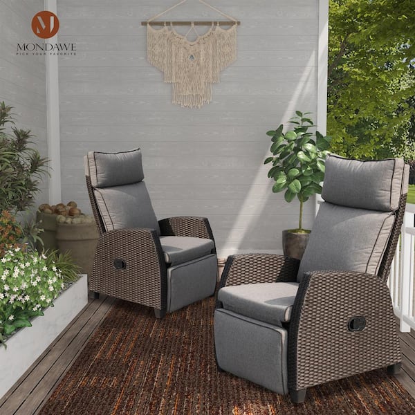 Yitahome  2 Pieces Patio Adjustable Function Wicker Recliner Chairs