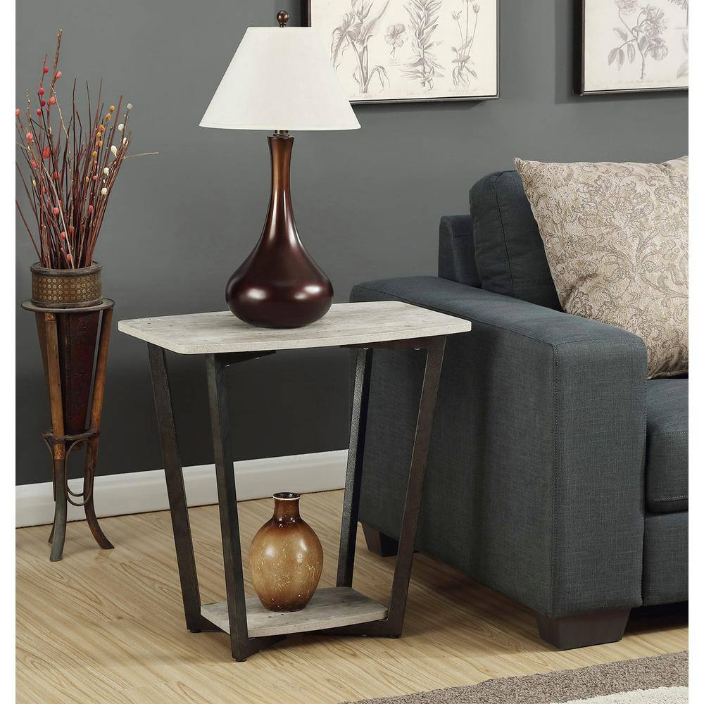 Graystone Faux Birch and Slate Gray End Table with Shelf
