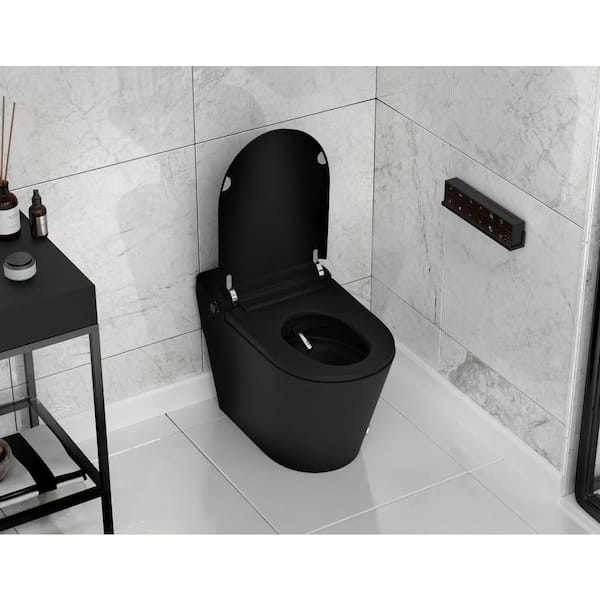 ANZZI - ENVO Echo Elongated 1.28 GPF Smart Bidet Toilet in Matte Black with Auto Open, Auto Flush, Voice and Wi-Fi Control