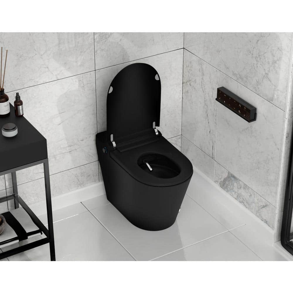Matte Black Elongated Smart Toilet Bidet with Heated Seat and WiFi Controls