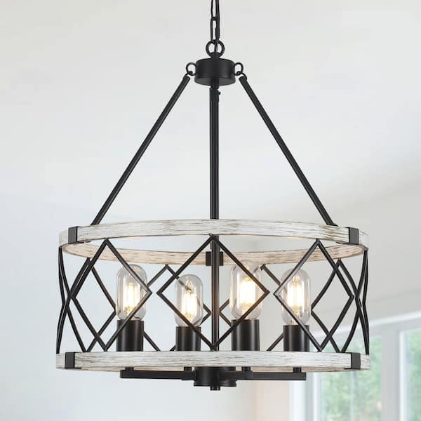 4-Light Gray Circle Hanging Candlestick Linear Chandelier Lighting Fixture for Kitchen Island