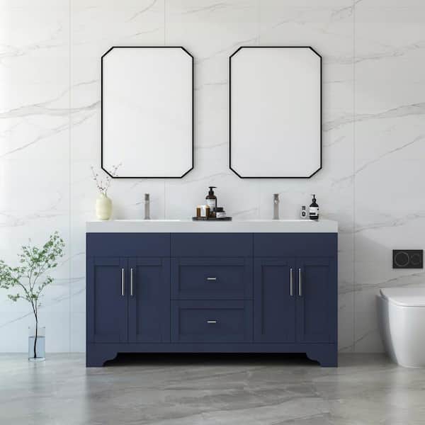 HOMEVY STUDIO Agnea 60 in. W. x 21 in. D x 35 in. H Double Sink
