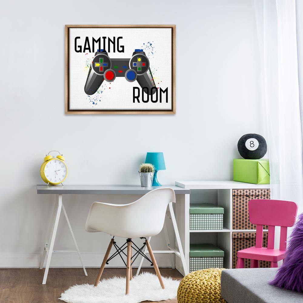 Gaming Room Modern Controller by Kim Allen Brown Floater Frame Typography Graphic Art Print 25 in. x 31 in. price history on PriceWatchPro