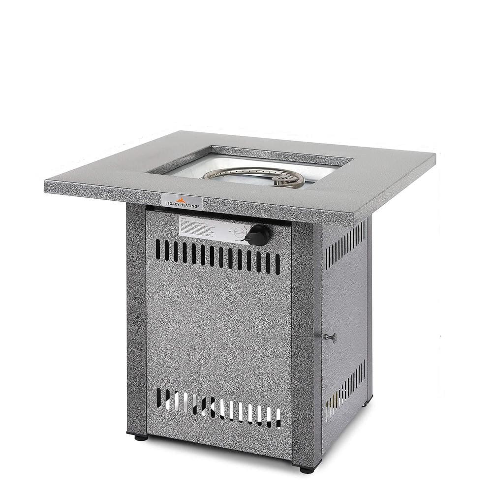 Silver Outdoor Propane Gas Metal Fire Pit Table