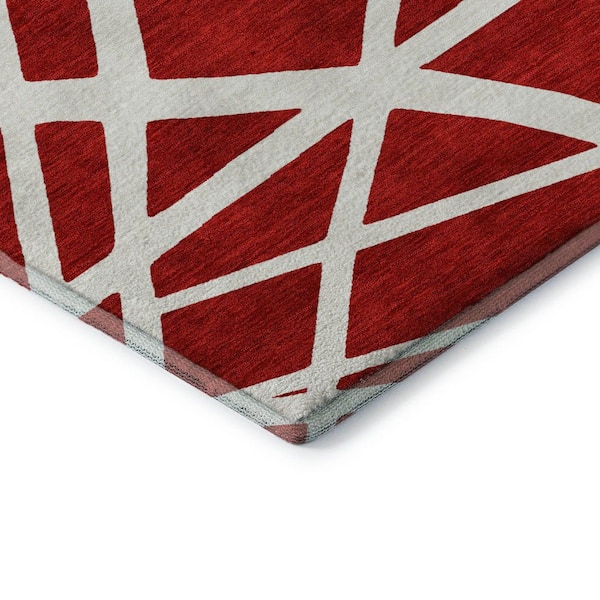 Mayfield Premium Machine Washable Abstract AMF1040 Red 2 ft. 3 in. x 7 ft. 6 in. Runner Rug