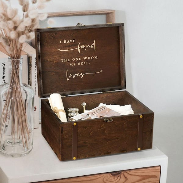 Brown 11 in. x 6 in. Wood Engraved Storage and Decorative Box