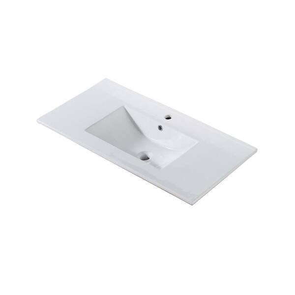 Unbranded Aubrielle 36 in. W x 18 in. D Ceramic Vanity Top in Gloss White