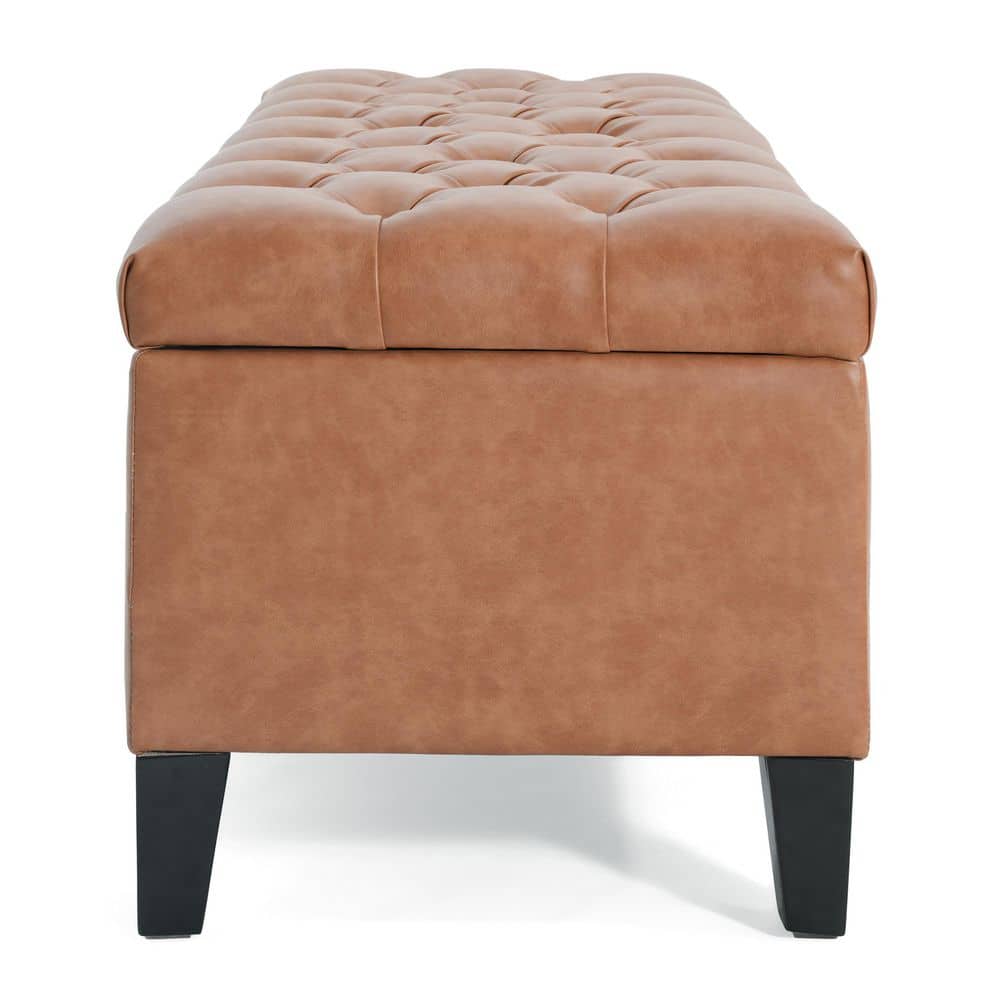 Dark Blue Tufted Fabric Storage Bench - thumbnail 3