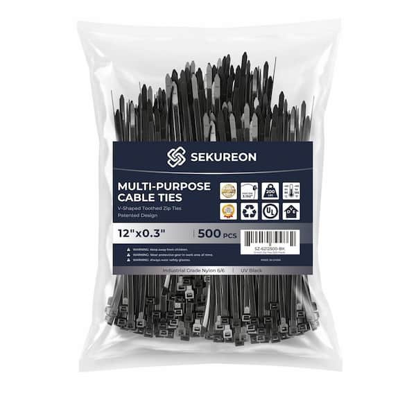 TOANEX SEKUREON 12 in. Zip Ties Double Sided Toothed 200 lbs. Tensile