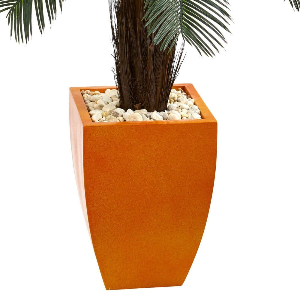 4.5 ft Green Cycas Artificial Tree in Orange Planter