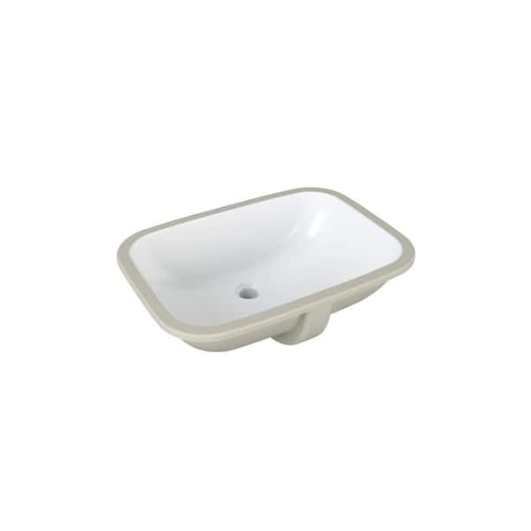 Glacier Bay 22 in. Ceramic Rectangular Undermount Bathroom Sink in White with Overflow Drain