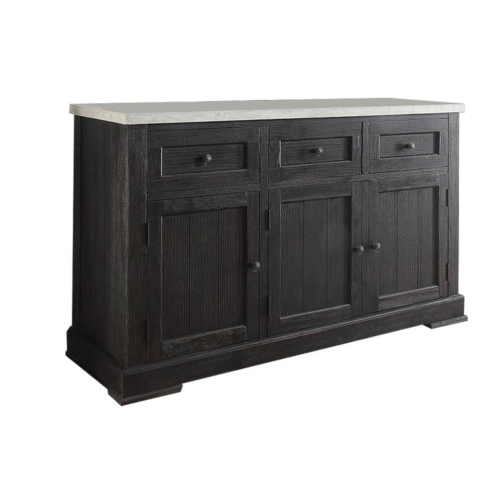 Nolan 58'' Weathered Black and White Marble Sideboard