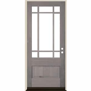36 in. x 80 in. Contemporary LH 3/4 Lite Clear Glass Grey Stain Douglas Fir Prehung Front Door