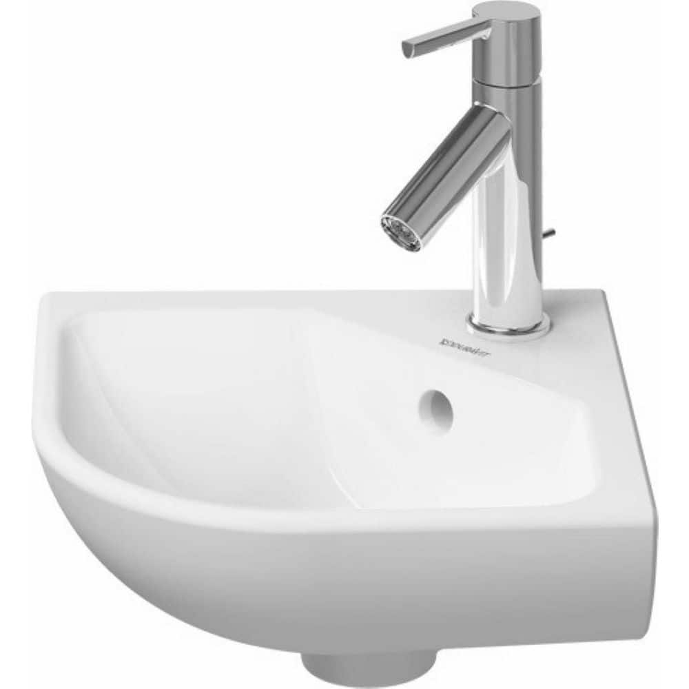 Compact White Ceramic Wall-Mount Corner Bathroom Sink