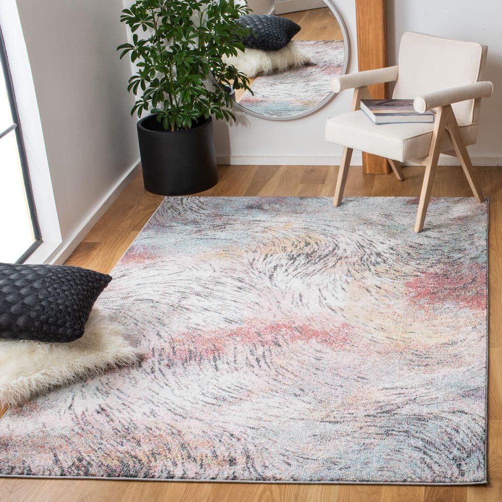 Phoenix 7 ft. x 7 ft. Ivory/Pink Distressed Abstract Square Area Rug price history on PriceWatchPro