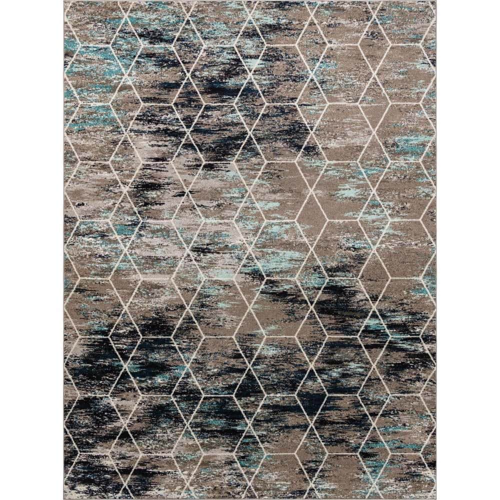 Trellis Frieze Blue Multi 10 ft. x 13 ft. Geometric Area Rug price history on PriceWatchPro