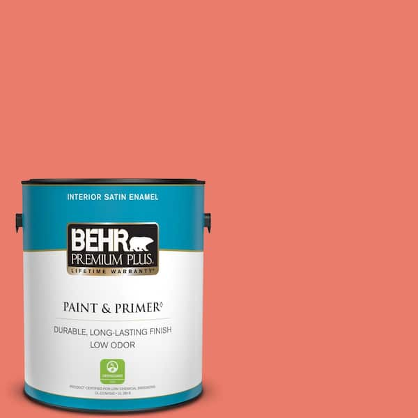 BEHR PREMIUM PLUS 1 gal. #180B-5 Cool Lava Satin Enamel Low Odor Interior Paint & Primer