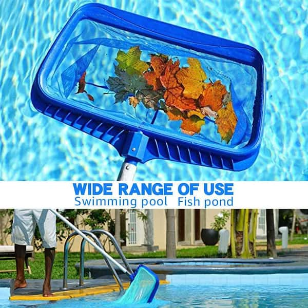 Heavy Duty Pool Skimmer Leaf Rake Net Scooper, Cleaning Swimming Pool, Fine Mesh, Blue