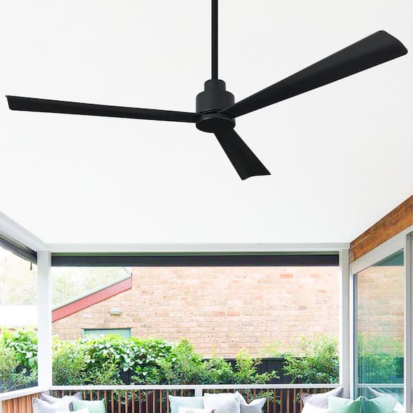 52 in. Indoor Modern Matte Black Ceiling Fan with Remote Control and DC Reversible Motor