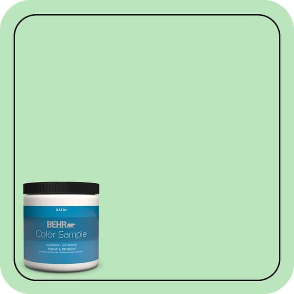 BEHR PREMIUM PLUS 8 oz. #P390-3 Mint Parfait Satin Enamel Interior/Exterior Paint & Primer Color Sample