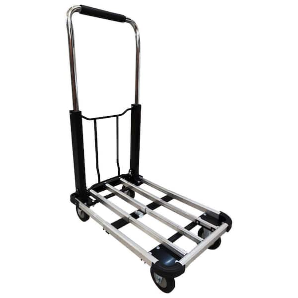 Amucolo 330 lb. Capacity Extendable Folding Aluminum Four-Wheel Flatbed Car Platform Trolley Portable Hand Truck Cart