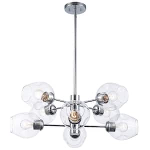 Clusters 8-Light Polished Chrome Sputnik Pendant Light Fixture with Clear Glass Tinted Shades
