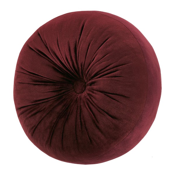 Unbranded Montecito Red Polyester Tufted Round 15 in. x 15 in. Decorative Throw Pillow